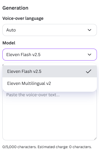 ElevenVoicer generation panel